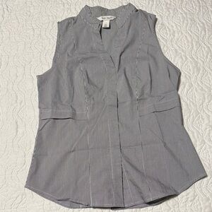 White House Black Market Blue Pinstripe Sleeveless Blouse